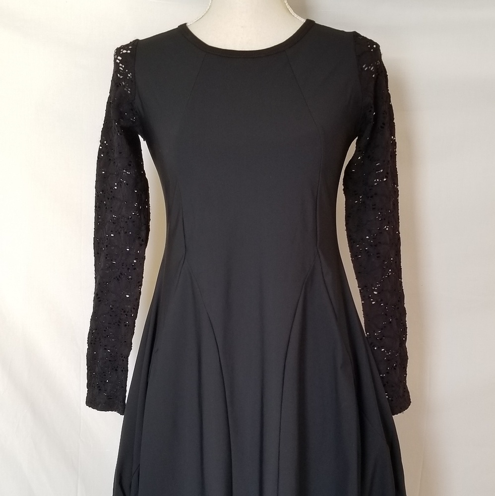 Jason black laced sleeve dress